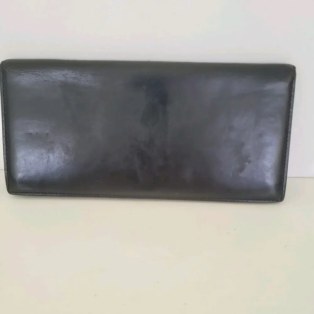 Dunhill Designer Checkbook Card Slim Bill Holder Wallet Black‎ Bifold Leather
